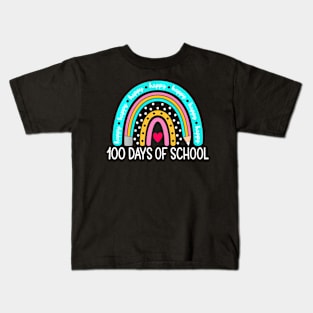 Rainbow Happy 100 Days Of School Pencil Kids Teacher Clothes Kids T-Shirt